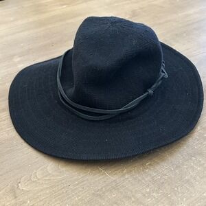 Anthropologie Hat Fedora Fitted Womens Black Wide Brim Floppy Boho Chic